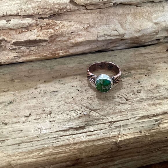 Sterling Silver, Copper and Turquoise Stackable Ring - Picture 6 of 6